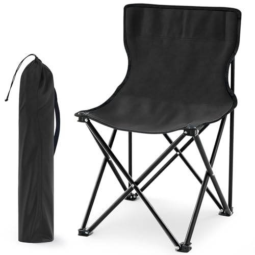 Cinnvoice Portable Sauna Chair Fast Folding, Lightweight Compact Chairs with Carrying Bag for Outdoor Travel Beach Picnic Festival Camping Fishing Hiking Backpacking(Black,Folding Chair)
