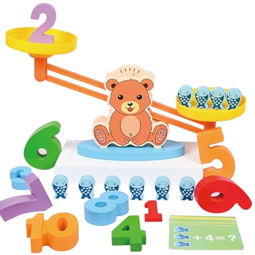 KUKUTrue® Montessori Toy for 3 4 5 Years, Balance Scales for Children, Wooden, Educational, Motor Skill Toys, Gift for Kids Boys Girls Aged 3–5 Years