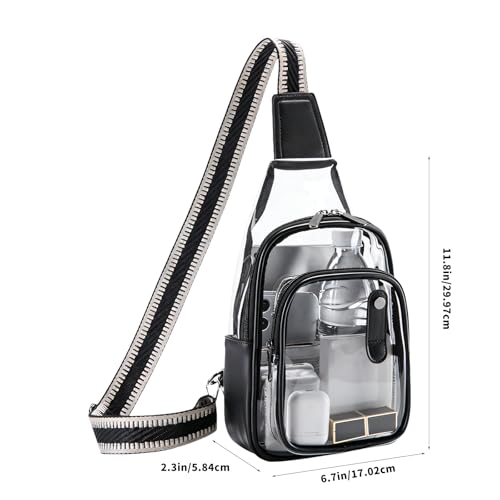 Sac de poitrine transparent et convertible en PVC robuste avec sangle ajustable mode