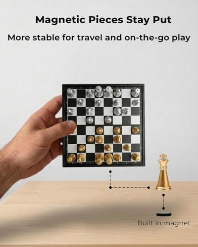 Mini set de ajedrez magnético portátil Vikutu 13 cm miniatura 4