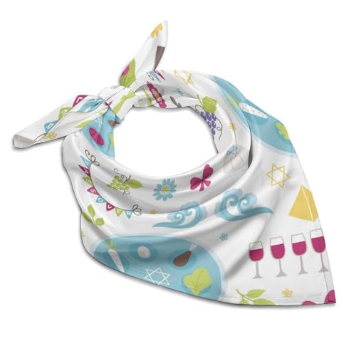 Csemeie Happy Traditional Jewish Passover Bandana Hair Scarf Headband Adjustable Neckerchief for Men Women Decor