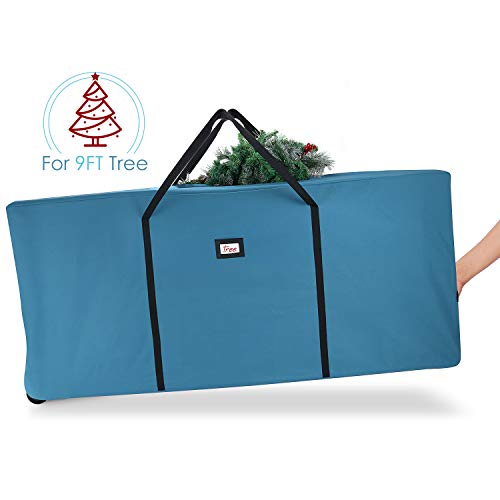 Image of Hearth & Harbor 9 ft Rolling Christmas Tree Storage Bag - Artificial Christmas Tree Bag with Reinforced Handles, Dual Zipper, Wide Opening and Wheels - Storage Container for Trees and Decorations