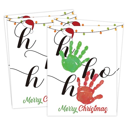 10 Pcs Christmas Handprint Art Craft Bundle, 8.5x11 Inch Handprint Keepsake Kit for Family and Classroom, Memory Keepsake Crafts Activities, Christmas Home Decor, Winter Party Favors for Family-6