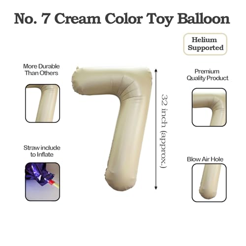 Image of Solid White 7 /Seven Number Foil Balloons 32 inch 7th Birthday Party Decoration Helium Supported