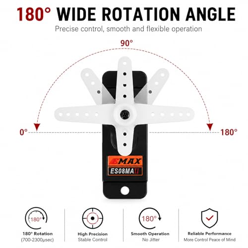 Servo micro analógico EMAX ES08MA II de engranajes metálicos de 12 g para modelos RC 3