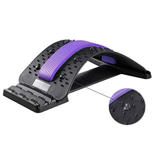 Back Stretcher,Multi-Level Back Massager Stretching Device,Lumbar Support Device for Lower Back Pain Relief,Spinal Pain Relieve,Herniated Disc,Sciatica,Scoliosis-Purple