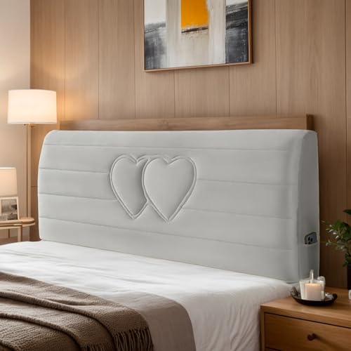 DOSYCOVUR Dicker Gepolsterter Velours Kopfteilbezug Waschbar Dehnbar Staubdicht Für Einzelbett Doppelbett Kingsize Modernes Schlafzimmerdesign,Gray 1,200cm