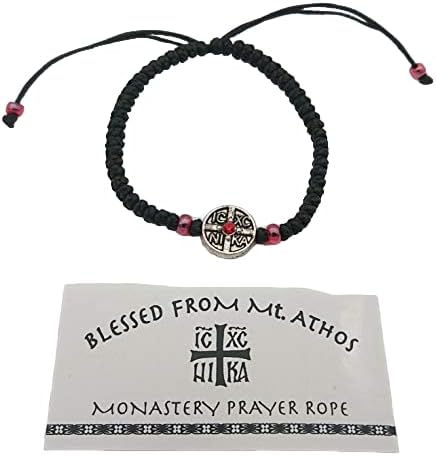 Mastic of Chios Blessed Greek Christian Orthodox Handmade Prayer Rope From Mt.Athos (Komboskoini Chotki) Thin Black ICXC