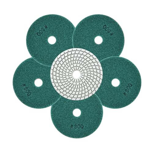QUEFORET Diamant Polierpads Körnung 800-6 Stücke Nass Polierscheiben 100mm für Granit Marmor Quarz Kunststein, für Winkelschleifer