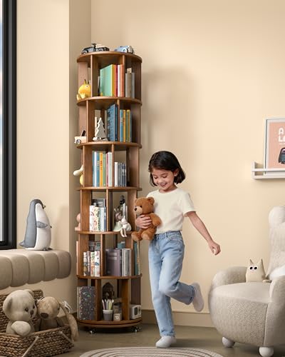 IUNVR 6 Tier Solid Wood Rotating Bookcase BKSF001-HTS-180-6 の商品画像 7