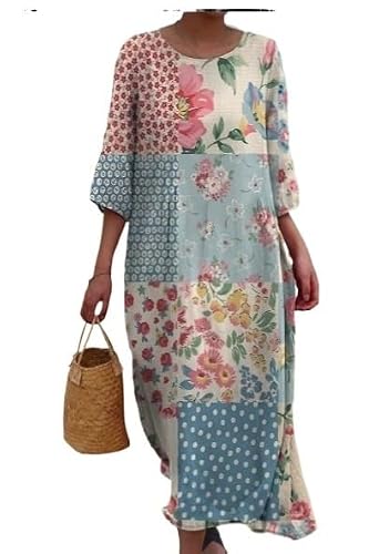 MINGLIDENG 2026 new loose round neck fashionable high-end long sleeved printed dress(LY130,L)