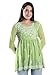 Seva Chikan Hand Embroidered Women's Light Green Georgette A-Line Short Tunic Top with Slip -(4044_Light Green_XL)