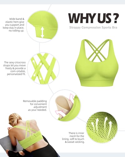 Image of Ama Larsi High Impact Strappy Sports Bra for Women | Padded Crisscross Back Supportive Running Yoga Workout Gym