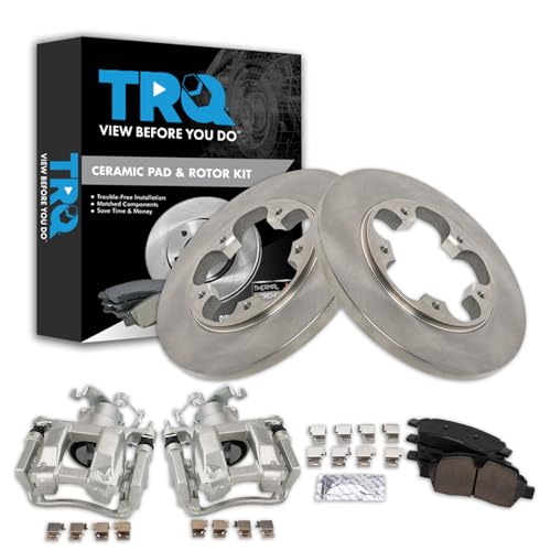 Image of TRQ Rear Brake Pad and Rotor Set Ceramic Rotors Calipers | For 2015-2019 Ford Transit-250