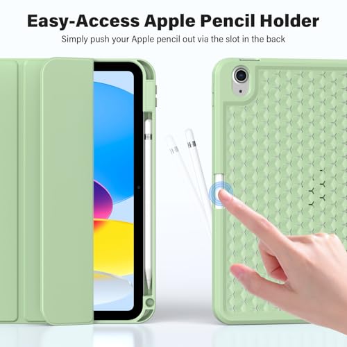 Image of ProElite Smart Flip Case Cover for Apple iPad (A16) 11th /10th Generation (2025 /2022) [with Pencil Holder] [Honey Comb Series] - Matcha Green