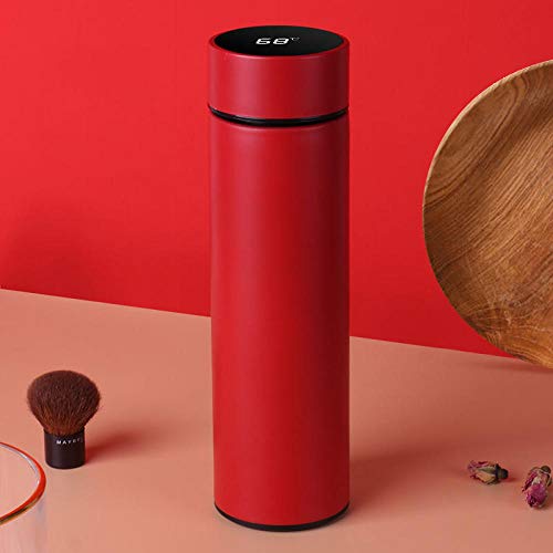 Smart Insulation Cup Temperature Measurement Display Temperature 304 Stainless Steel Material Men and Women Portable Carrying Travel Cup for Outdoor Sports Hiking Running-red