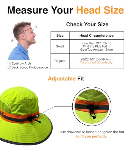 Image of GearTOP Safari Hat for Men Sun Hats for Women UV Protection UPF 50+ Fishing, Gardening, Hiking Hat (22-23 1 /2 inch)