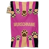 Print Royal PR Personalisiertes Hundehandtuch mit Name selbst gestalten - Pfote - Pfotentuch für Hunde, Haustier-Handtuch | Fotohandtuch, 50 x 30 cm pink