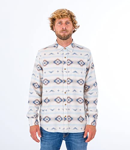 Hurley Herren Portland Organic Flannel LS Hemd, Barely Knochen, L