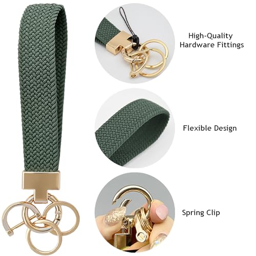 Leisofter Keychain Wristlet for Women, Stretchy Key Chain for Car Keys with 2 Keyrings and D ring, Cute Wrist Lanyard, 2PCS — view 2