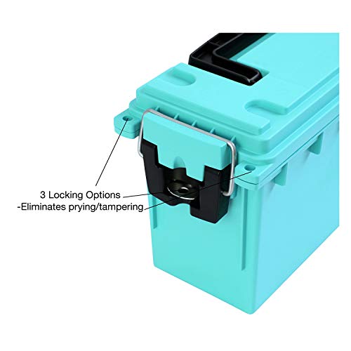 Sheffield 12633 Field Box, Pistol, Rifle, Or Shotgun Ammo Storage Box, Tamper-Proof Locking Ammo Can, Water Resistant, Made In The U.s.a, Stackable, Teal #TOP22