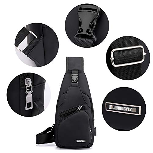 Jumo Cyly Men's Leather Sling Bag,Chest Shoulder Daypack Waterproof Crossbody Bag With Usb #TOP4