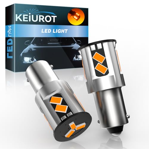 Keiurot T4W Led Bulbs BA9S 64111 1895 9-60V 53 57 for Car Dome Side Door Courtesy Lights Turn Signal Light with 3020 11SMD Chips Amber Yellow Pack of 2