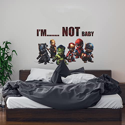 Cute Baby Superhero Wall Decals Removable Vinyl Wall Stickers Peel And Stick Hero Wall Decor For Kids Bedroom Playroom Nursery #TOP2