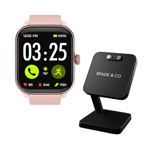 Image of Spade & Co Health Smartwatch 4 Bundle with Charging Dock - Heart Rate, Sleep & SpO2 Monitor, Pedometer, 10+ Day Battery, Answer /Make Calls, IP68 Waterproof, iOS & Android - Rose Gold