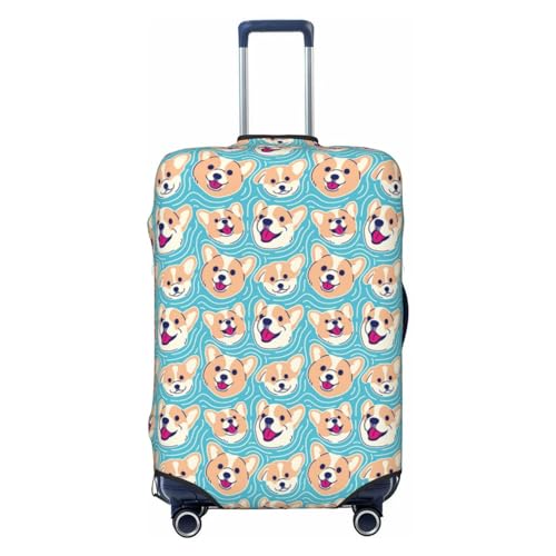 Water Ripple Cute Corgi Dog Funny Luggage Cover Protector Anti-Scratch Washable Fits 18-32 Inch Luggage-Large