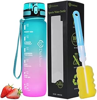 DURKHANAI 1 Litre Sports Water Bottle with Time Marker, BPA Free Tritan Plastic Drinking Bottle, Leak Proof Design Drink Bottle to Keep yourself Hydrated.