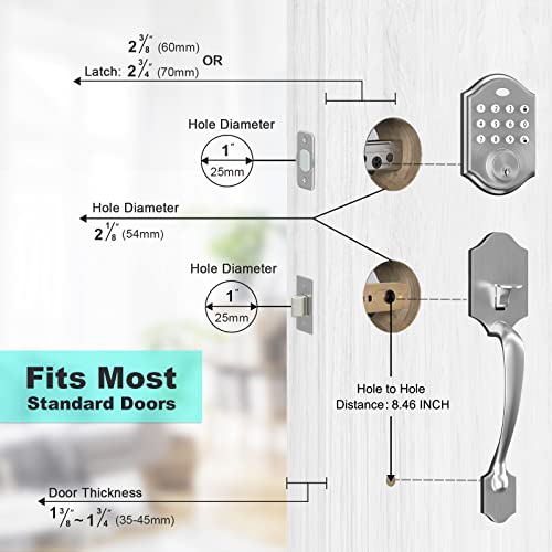 Neutype Keypad Deadbolt Electronic Keyless Entry Door Lock With Handle, Front Door Lock Set With Keypad, Auto Lock, 1-Touch Locking, 50 User Codes, Easy To Install (Traditional, Satin Nickel) #TOP4