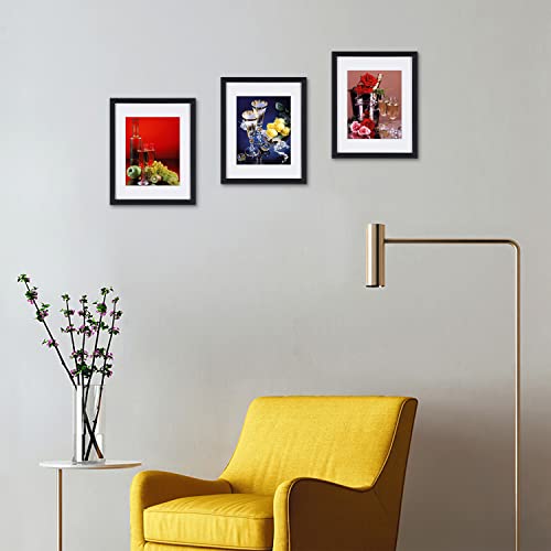 Wine&Rose Framed Wall Art Decor, Kitchen Pictures Canvas Wall Art With Black Frame And Mat, 3 Pieces Bedroom Canvas Prints Wall Paintings Modern Artwork For Living Room Bathroom #TOP6