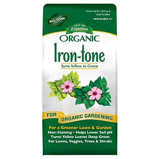 Espoma Organic Iron-Tone 3-0-3 Organic Fertilizer and Plant Food to Help Correct Iron Deficiency (Chlorosis). 5 lb. Bag. Turns Yellow to Green, Non Staining Iron
