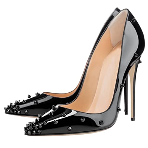 WOkismD Mi Talon Haut Bout Pointu Bureau Fête Bal Mariage Occasion Mariée Talon Mode 12CM Femmes Pompes Chaussures De Travail,B,45 EU Cover