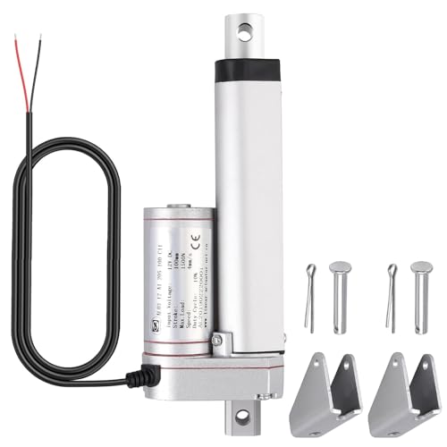 Justech 12V Heavy-Duty Linear Actuator 330lbs/1500N-4inch/100mm Silent IP54 Electric Actuator with Brackets for Electric Windows, RV Adjustments, Solar Trackers, Industrial Machinery, Silver
