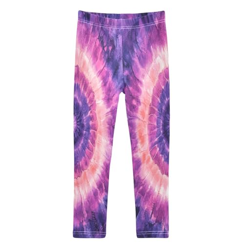 Boccsty Tie Dye Pattern Purple Pink Girls Leggings Kids Yoga Pants Dance Active Tights 4T