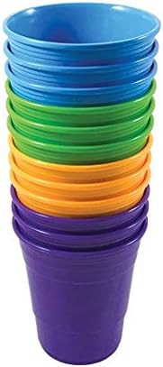 GreatCup Reusable Plastic Cup, Set Of 12, Teal Lime Orange Purple