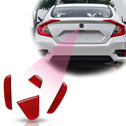 QianBao Compatible with Carbon Fiber Car Rear Logo Decoration Sticker Exterior Accessories Rear Tailgate Emblem Sticker for Honda Civic 2016 2017 2018 2019 2020 2021 (4Pcs Red)