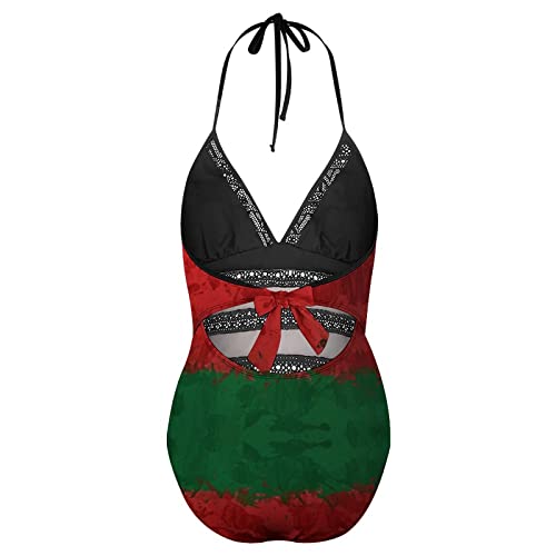 Maillot de bain une pièce col V pour dissimuler le ventre motif Biélorussie - 6