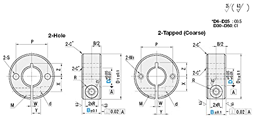 Shaft Collars - 2 Tapped Holes One Piece Clamp-on 20mm 1pc