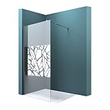 Mai & Mai Paroi de douche 100x200cm pare-douche à l'italienne BR2BL en verre trempé 10mm easy clean avec surface miroir stabilisateur rectangulaire BRAM3