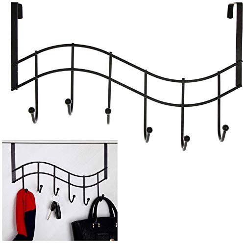INDIAN DECOR . 28570 over Metal Wave Door Hook with 6-Hooks (Black , 44x26.5x4.7 cm) (B07YRMR5H4) Amazon Price History, Amazon Price Tracker