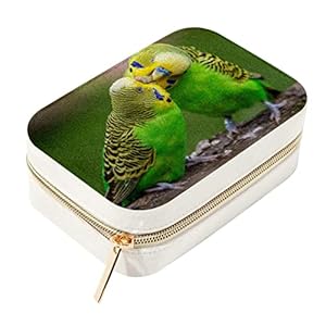 Wellensittich Schmuck-Organizer, Samt Aufbewahrungsbox mit Rei&szlig;verschluss | Geschenk-Deko