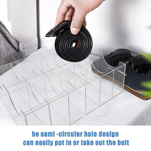 YEXEXINM Gürtel Aufbewahrung, 12 Fächer Gürtelhalter für Herren, Acryl Gürtel Organizer Transparente Gürtel-Vitrine für Damen & Herren für Accessoires Krawatte Uhren