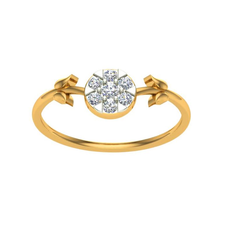 Image of DISHIS 18K(750) /14K(585) Yellow Diamond Flower Ring for Women