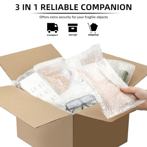 Frienda 300 Pcs Clear Self Sealing Bubble Cushion Bags Double Wall Bubble Pouch Bag Plastic Shockproof Protective Packing Bags for Small Business Moving Shipping Packaging Storage(6" X 10") by Frienda - Image 6