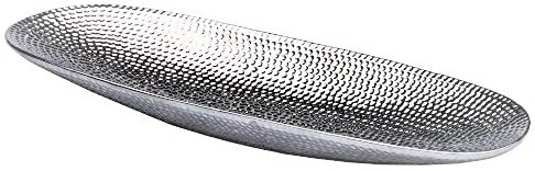 41 cm Dekoschale Silber Obstschale modern Keramikschale Tisch-Deko Silber Hochzeitsdeko Silberschale Gebäckschale Obstteller Früchteschale Dekoschalen silberne Schalen Deko Tablett Kerzenteller