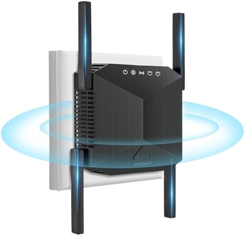 Internet Booster, WiFi Extender with Ethernet Port, 4 Antennas Wi...