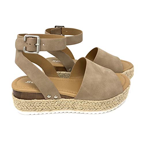 Image of Soda Women's Topic Open Toe Ankle Strap Espadrille Sanda (NATURAL NEW, numeric 8 point 5)